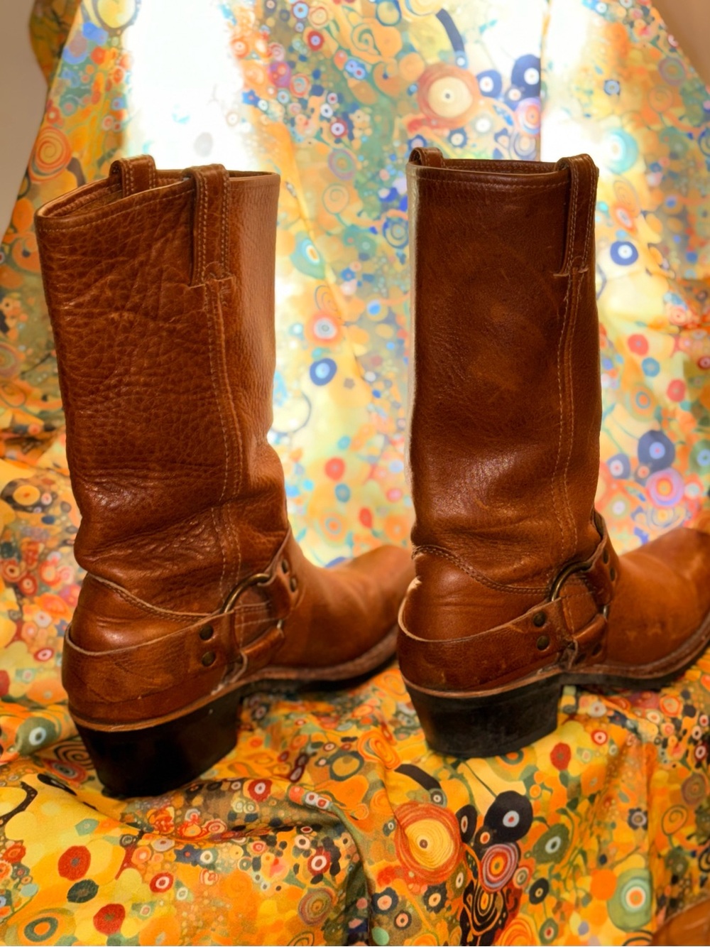 Frye 12R Harness Boot in Cognac Leather with Black Soles, Vintage 2004 - Picture 14 of 16
